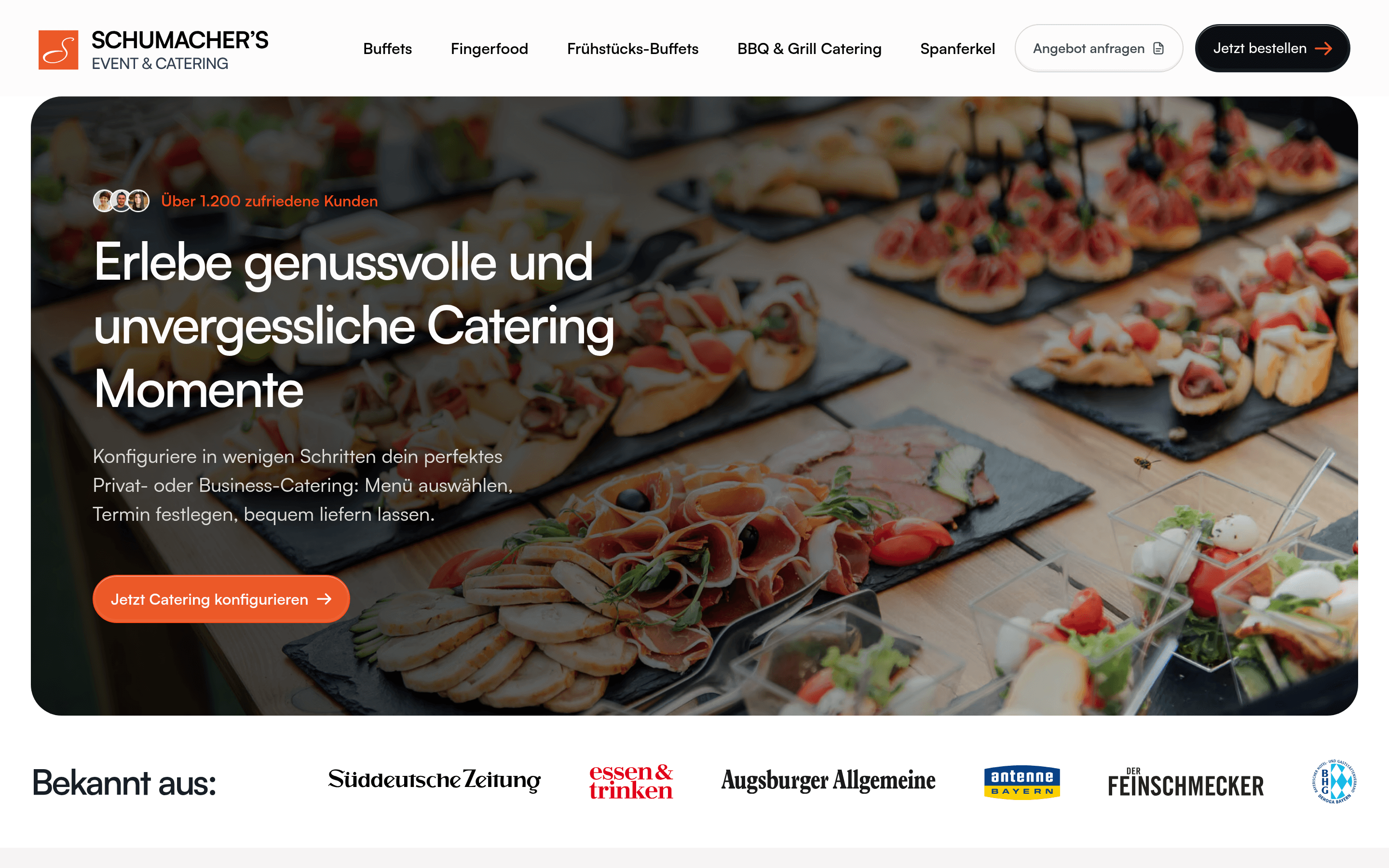 Schumacher's Event & Catering: alte Website